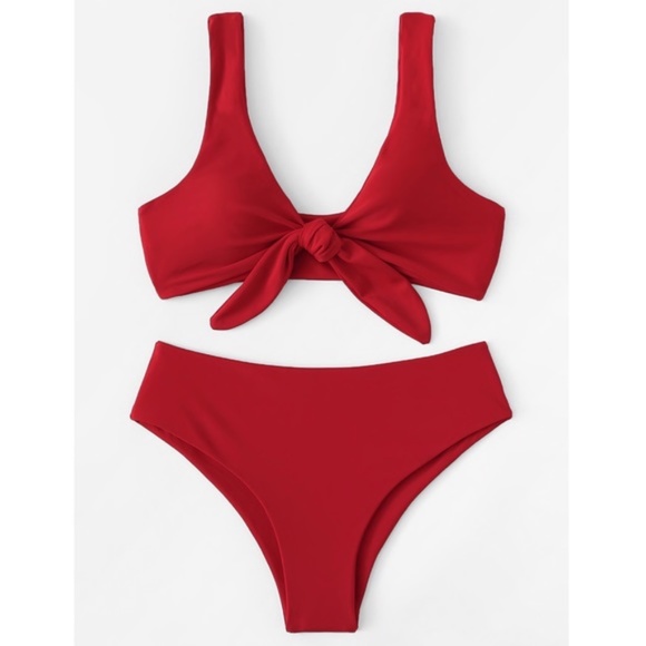 DEBBIE FRont Tie REd Bikini - Picture 2 of 3